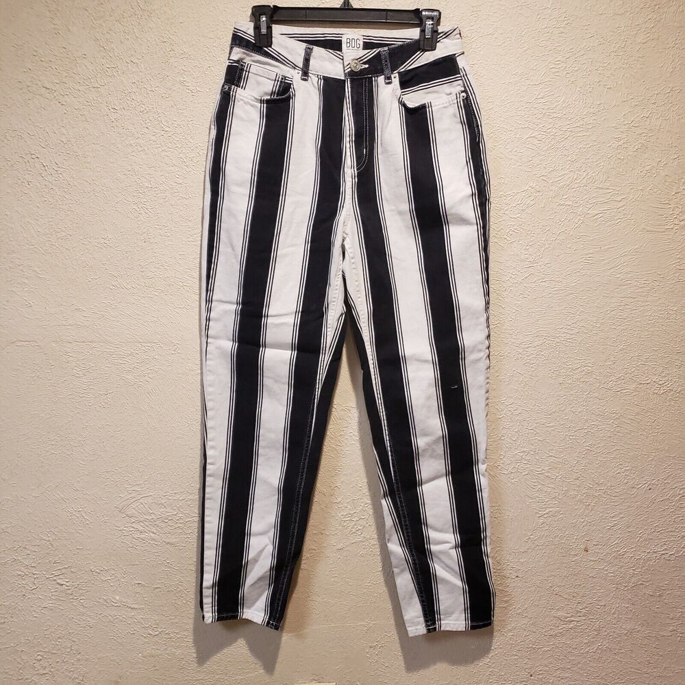 BDG URBAN OUTFITTERS Black & White Striped Mom Jeans High Rise Women’s Size W28